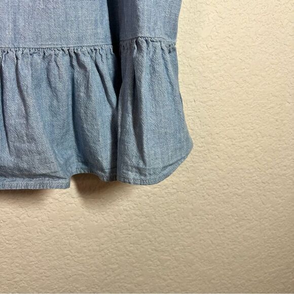 Madewell Blue Denim Chambray Ruffled Cami Tank Top Womens Size 4 - Picture 4 of 8
